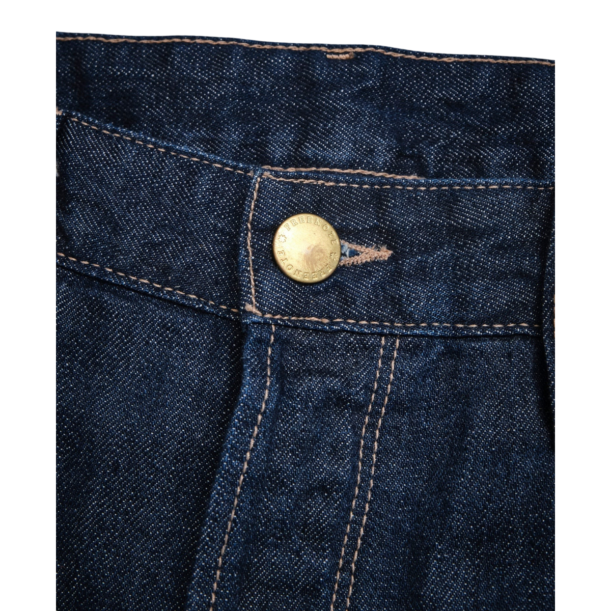 MILWORKS Belford straight jeans in rinsed Memphis blue selvedge denim with custom brass button fly detail