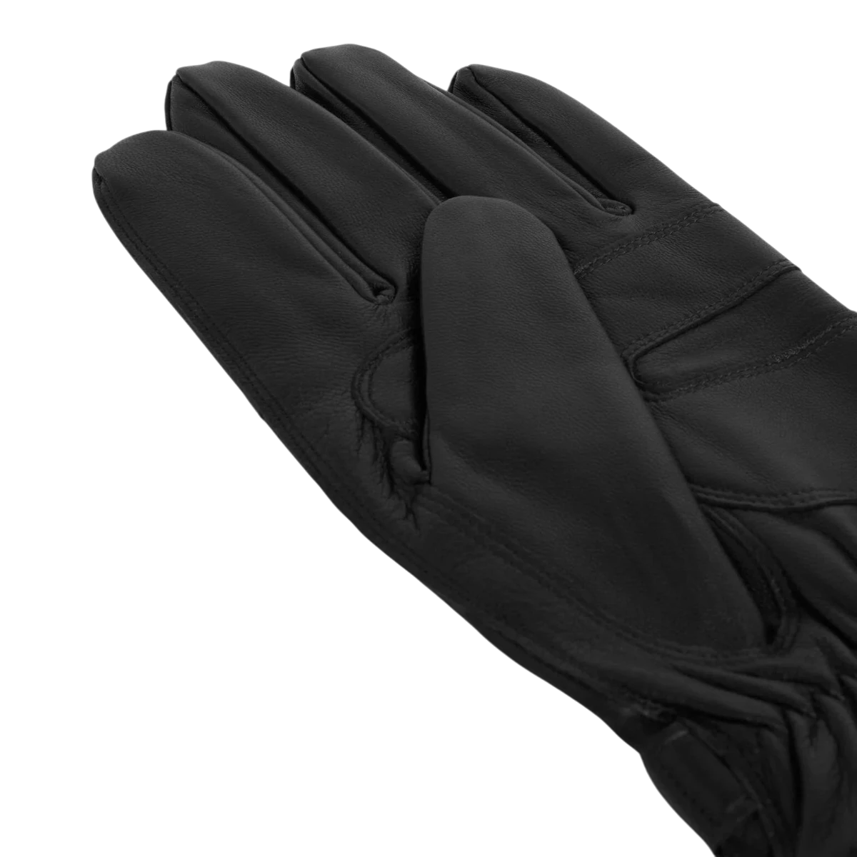 MILWORKS black burnished leather gloves with Thinsulate lining and detailed stitching on the back of the hand