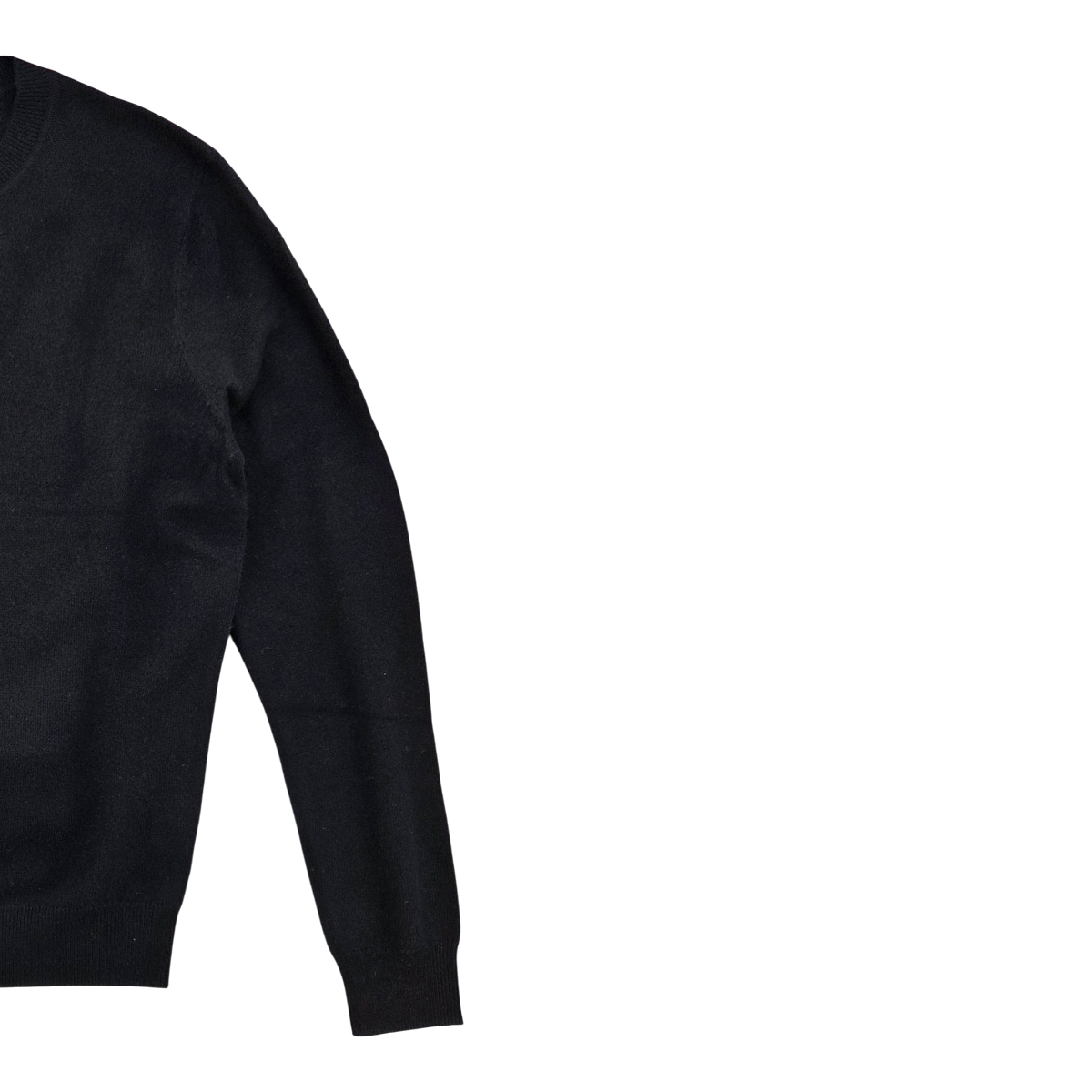 MILWORKS black 100% cashmere crew neck sweater with a refined knit texture and classic fit.
