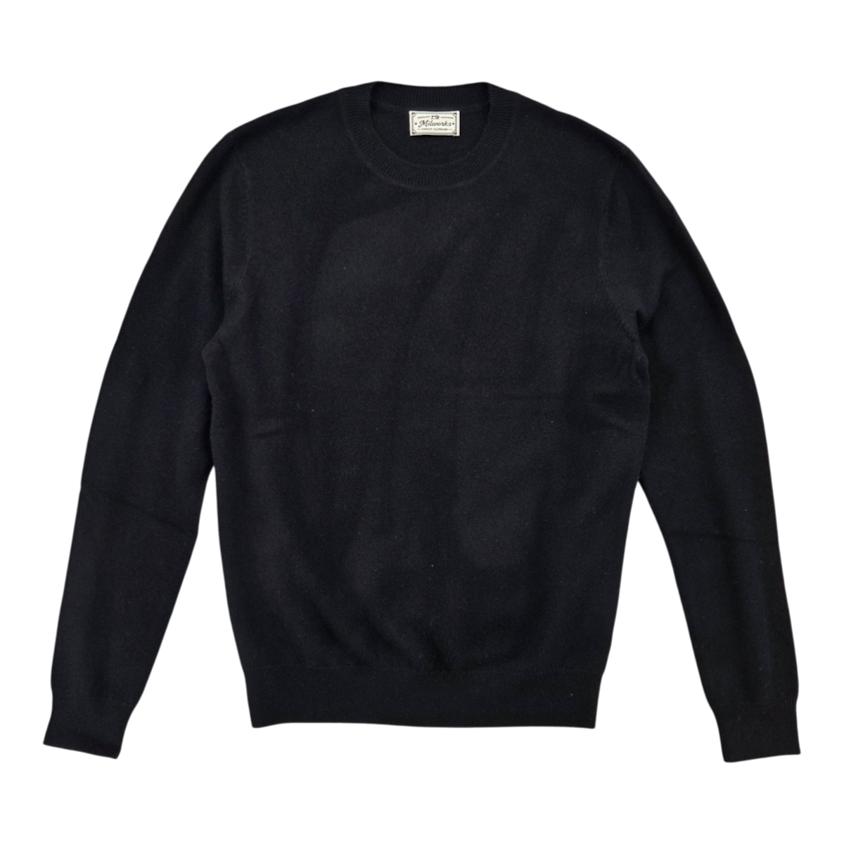 MILWORKS black 100% cashmere crew neck sweater with a classic fit and refined knit texture.