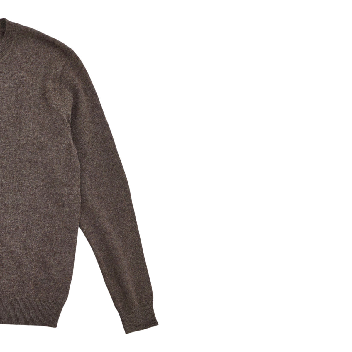 MILWORKS brown 100% cashmere crew neck sweater with a refined knit texture and classic fit.