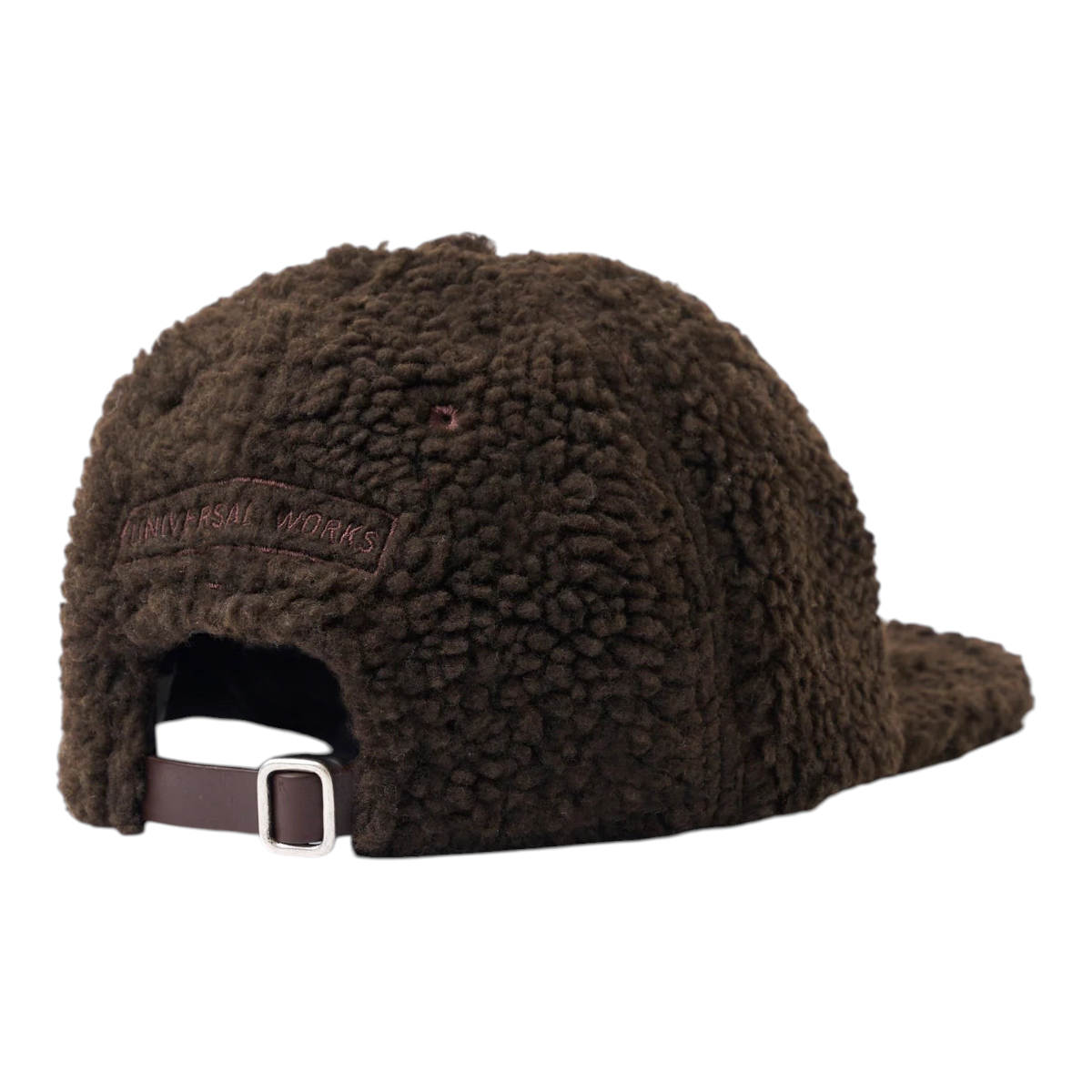 MILWORKS brown galaxy fleece baseball hat with six-panel construction and adjustable strap with metal buckle