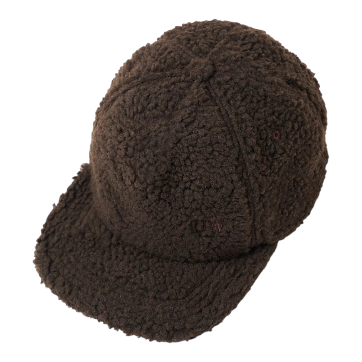 MILWORKS brown galaxy fleece baseball hat with six-panel construction and a textured sherpa-style finish.