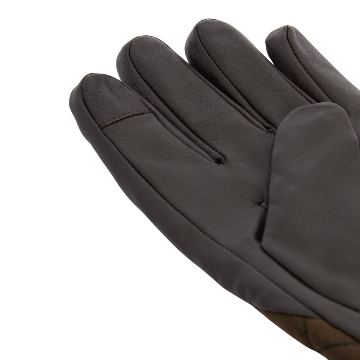 MILWORKS Dalegarth gloves in olive brown featuring smooth nappa leather palm and quilted waxed cotton detailing.