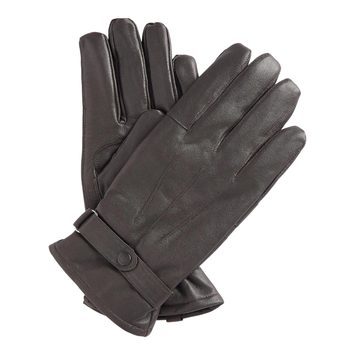 MILWORKS dark brown burnished leather gloves with Thinsulate lining and a stud-close wrist strap