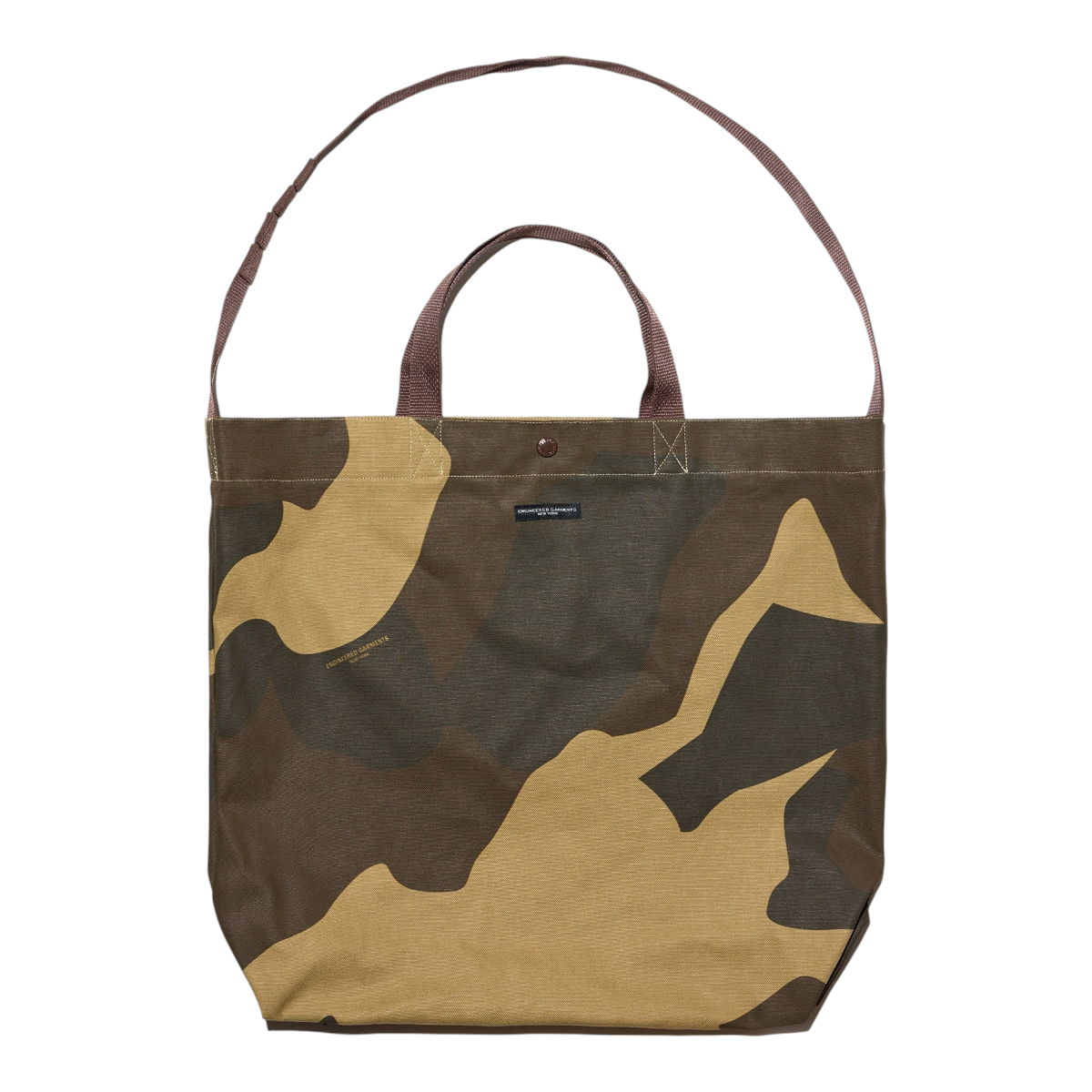 MILWORKS Carry All tote bag in duck camo cotton canvas with adjustable shoulder strap and top handles