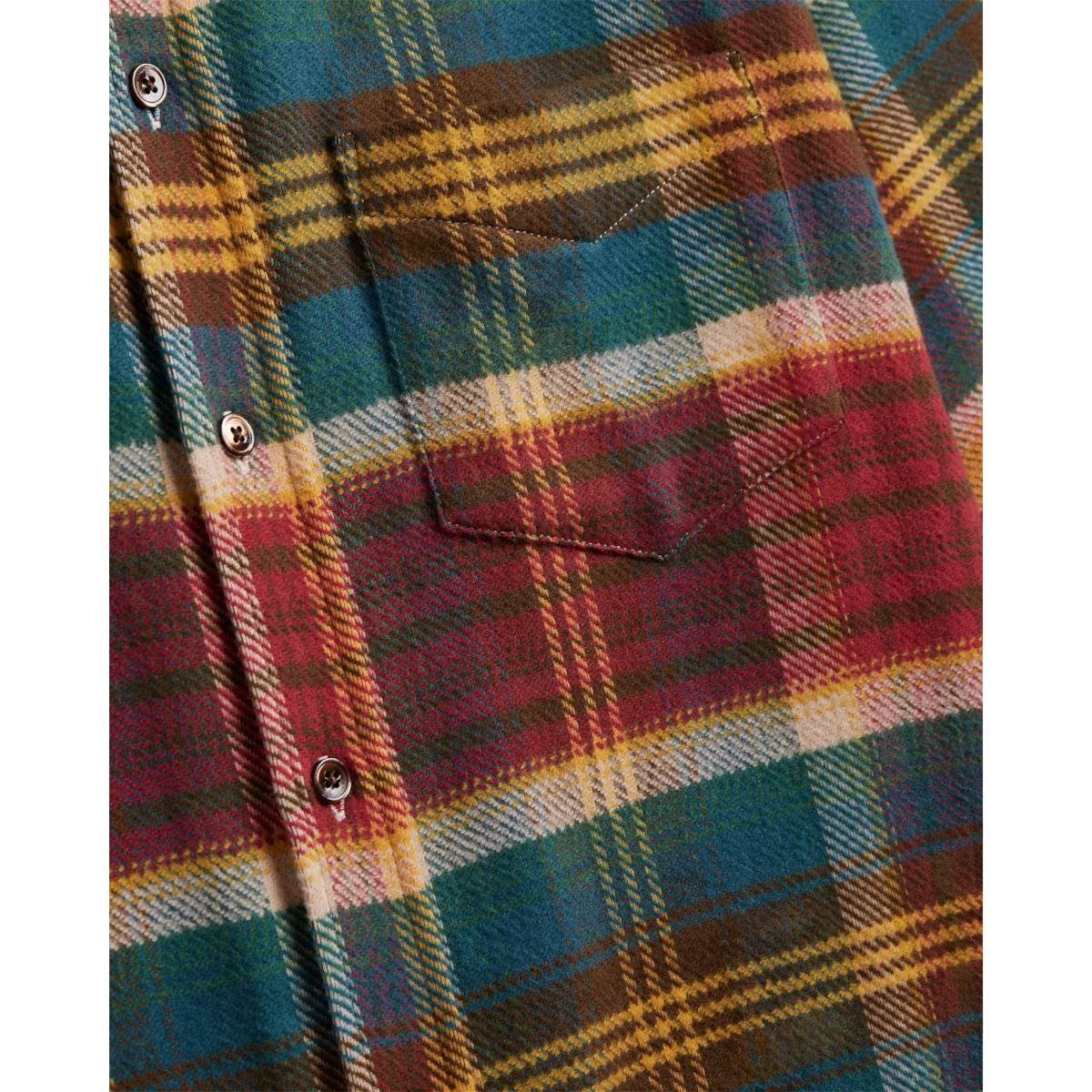 MILWORKS Fasema plaid flannel shirt in multi-colour cotton with a chest pocket and mother of pearl buttons