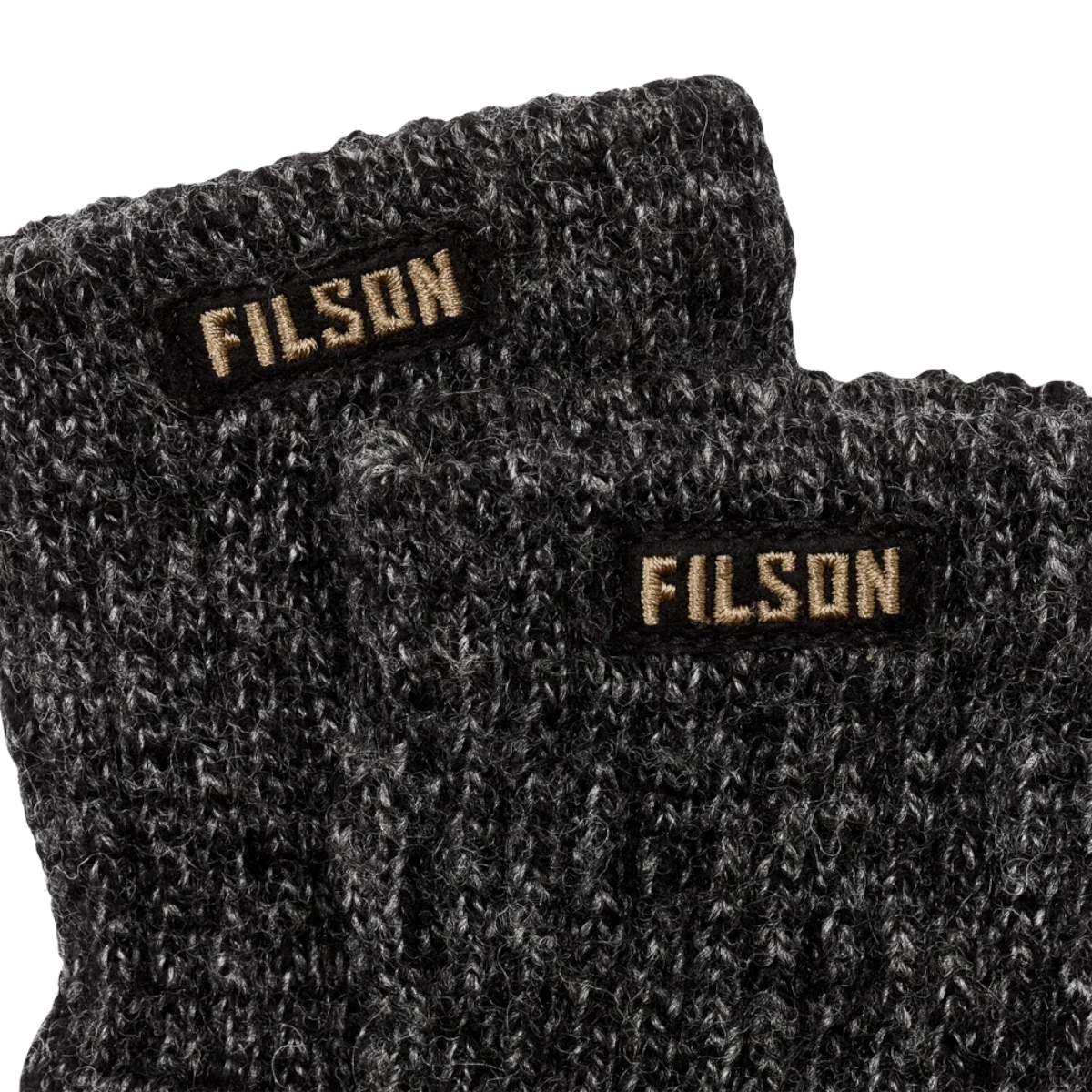 MILWORKS Filson charcoal ragg-wool knit gloves with ribbed cuffs and branded patch detail