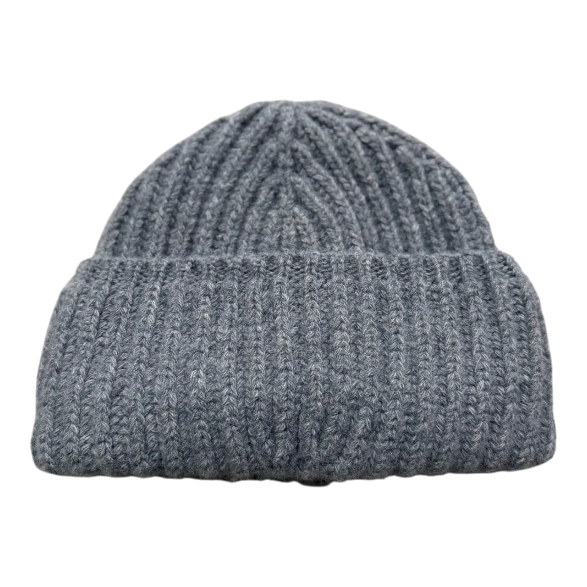MILWORKS grey lambswool watch cap beanie with a ribbed knit texture and a classic structured fit.