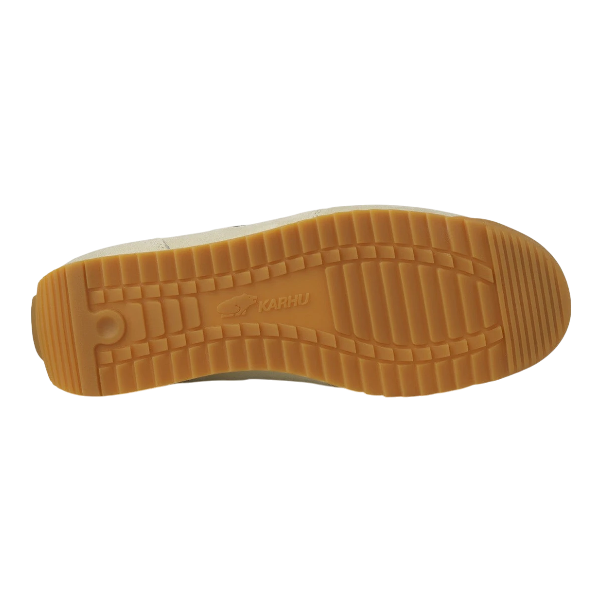 MILWORKS Karhu Mestari 76 sneaker featuring a durable gum rubber outsole with a classic tread pattern