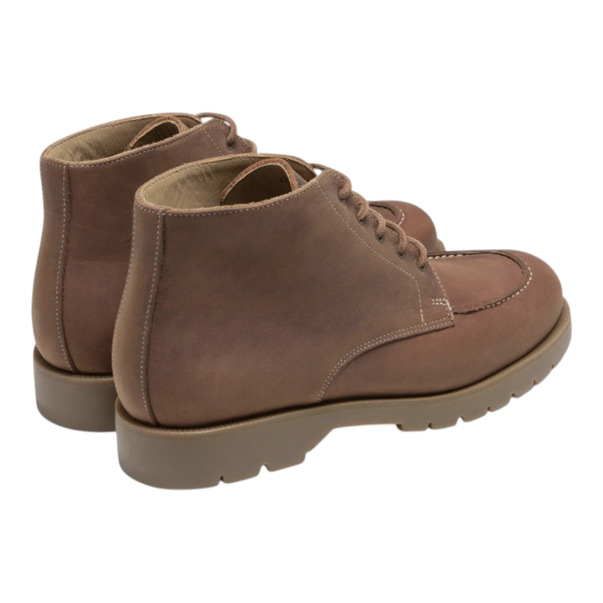MILWORKS KLEMAN Oxal N Sioux cognac nubuck lace-up boots with a stitched moccasin toe and notched rubber sole.