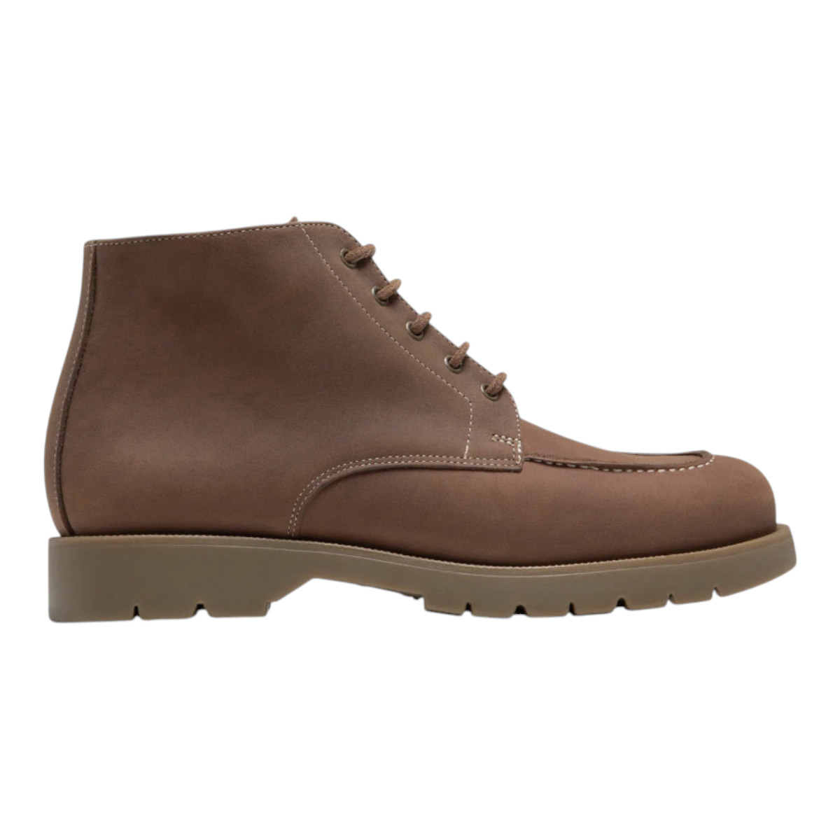 MILWORKS KLEMAN Oxal N Sioux cognac nubuck lace-up boots with a stitched moccasin toe and thick rubber sole.