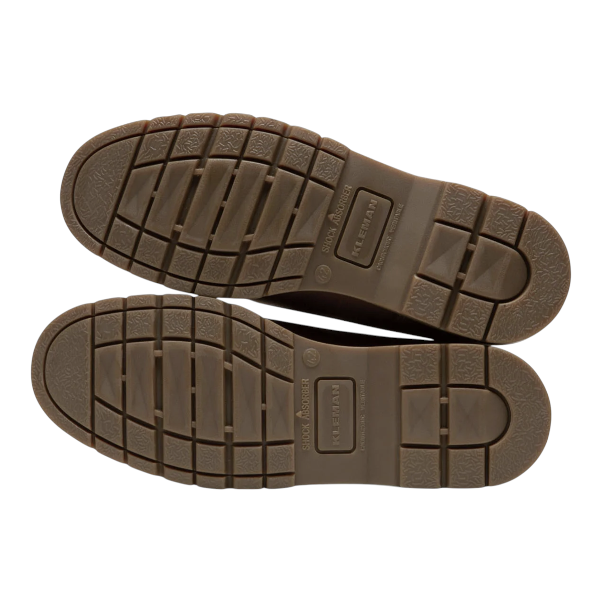 MILWORKS KLEMAN Oxal N Sioux cognac nubuck boots showing the durable notched rubber outsoles with shock absorber detail
