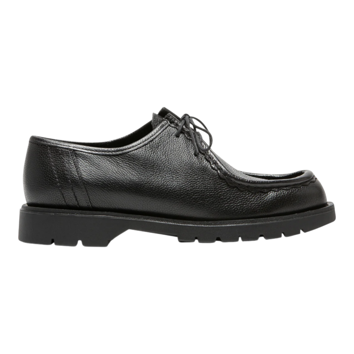 MILWORKS Kleman Padror G VGT black grained leather derby shoe with a sturdy rubber outsole and lace-up closure.