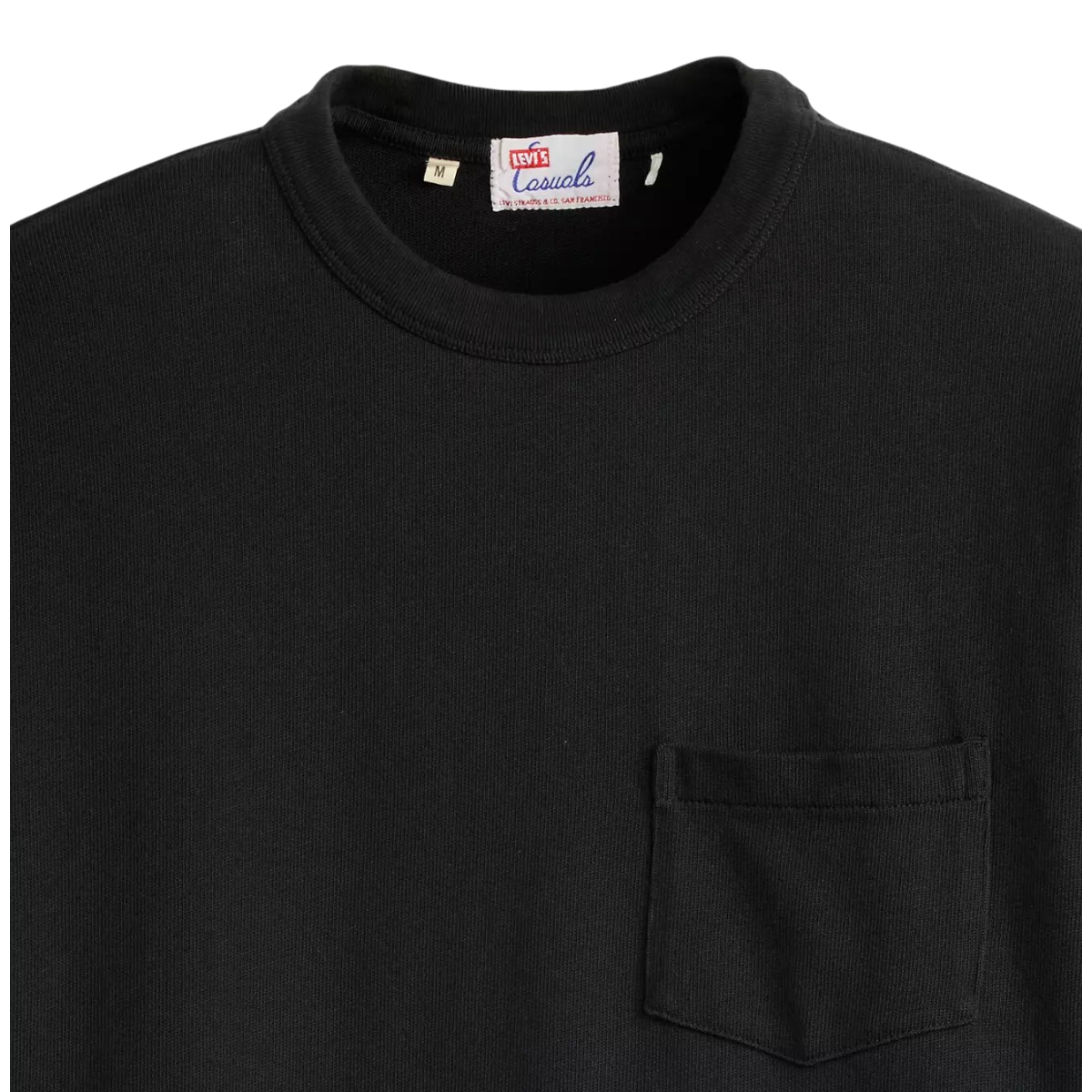 MILWORKS Levi's Vintage Clothing 1960's Casuals jet black heavyweight cotton crew neck t-shirt with chest pocket
