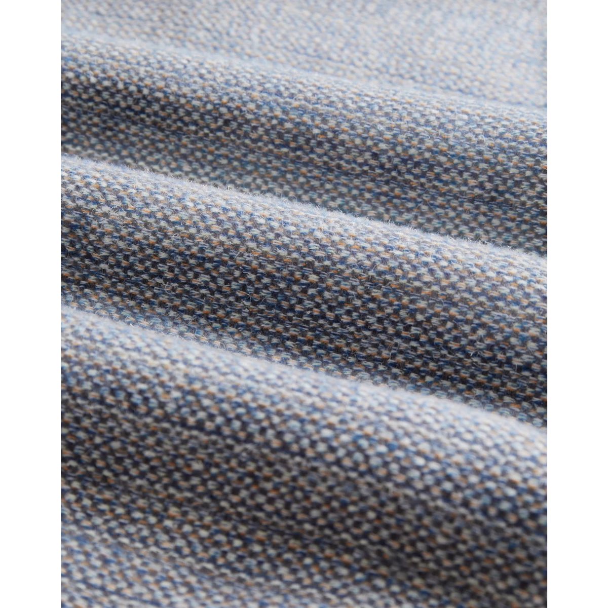 MILWORKS Magson blueish flannel shirt fabric close-up showing soft 100% cotton texture and weave detail