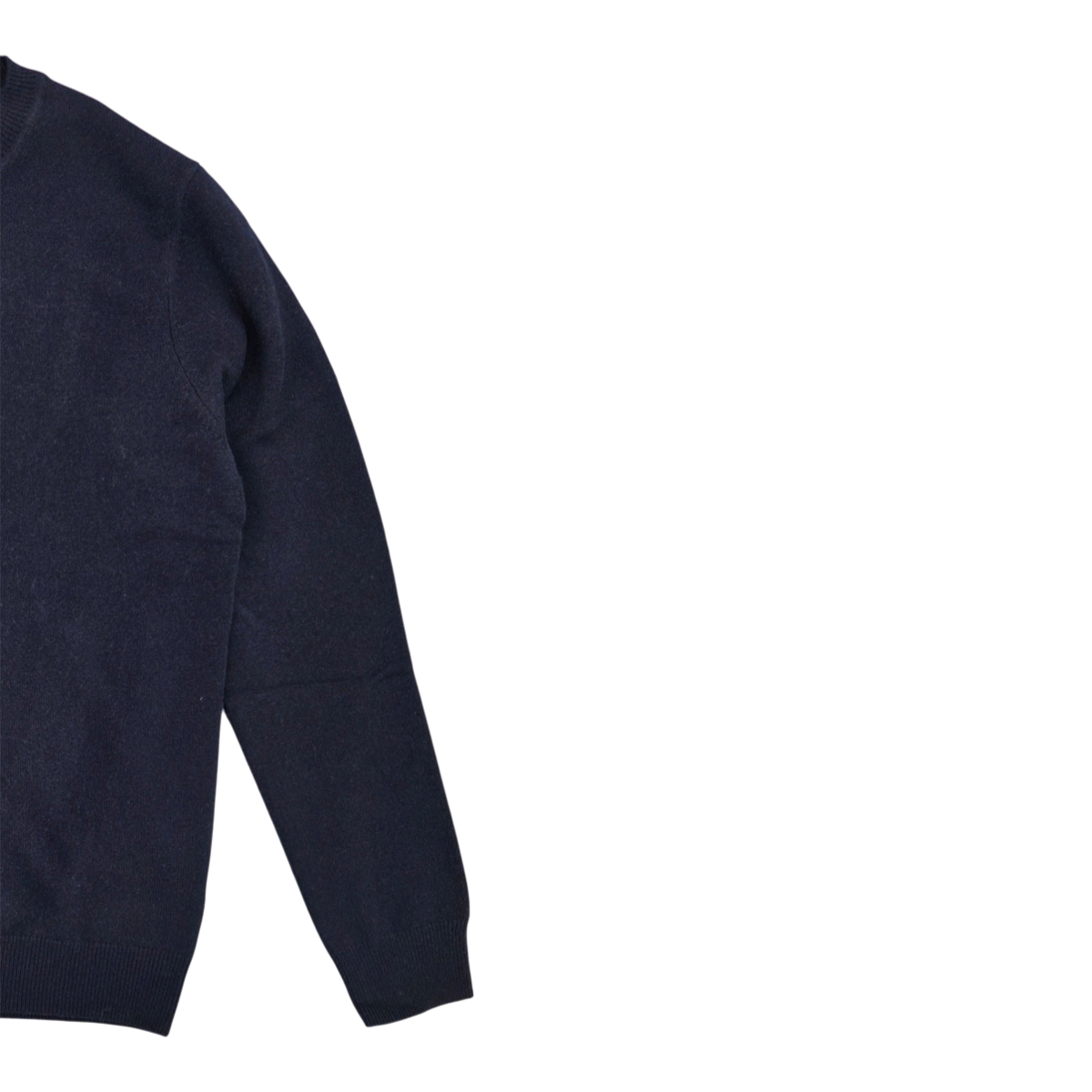 MILWORKS navy blue 100% cashmere crew neck sweater with a refined knit texture and classic fit.