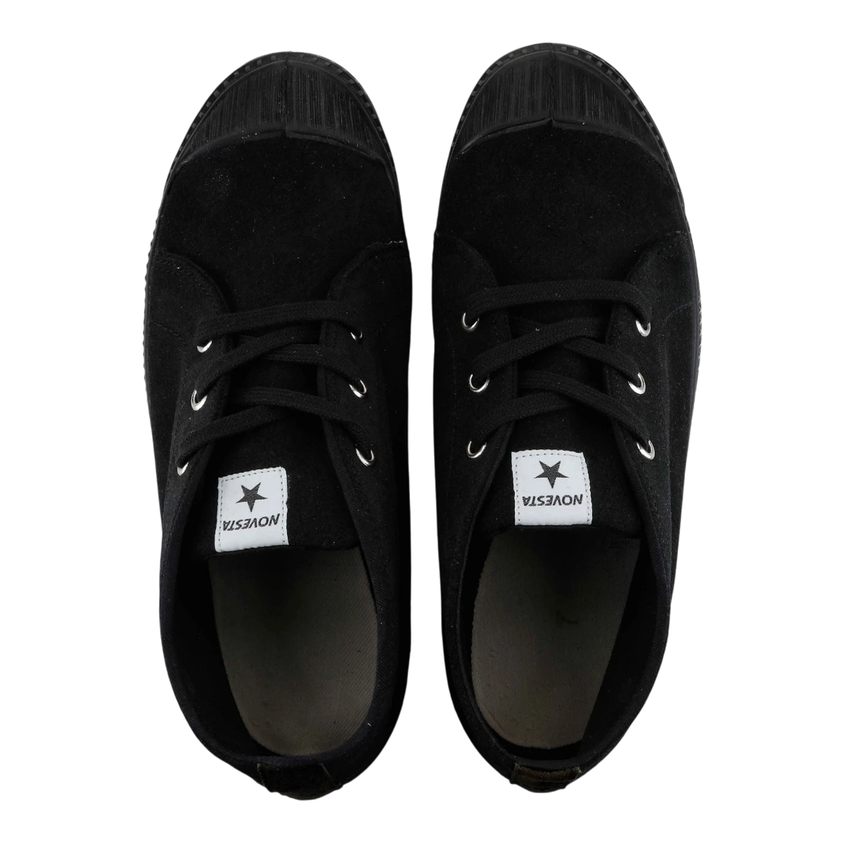 MILWORKS NG Lone Star black suede chukka boots with white Novesta tongue labels and natural rubber soles.