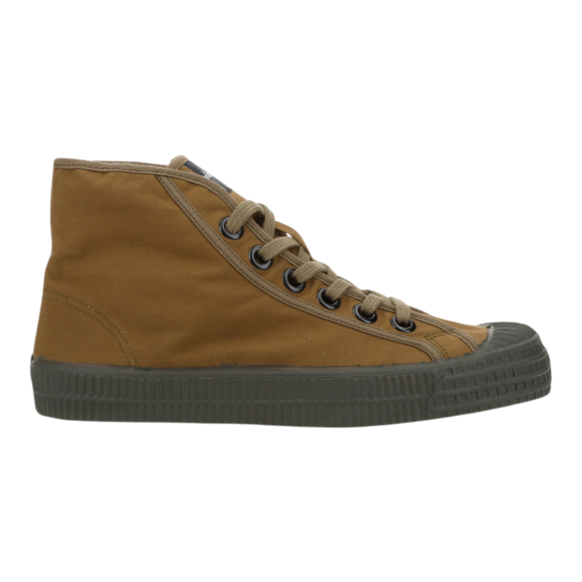 MILWORKS Novesta Star Dribble hi-top sneakers in bark brown wax cotton with a chunky natural rubber sole