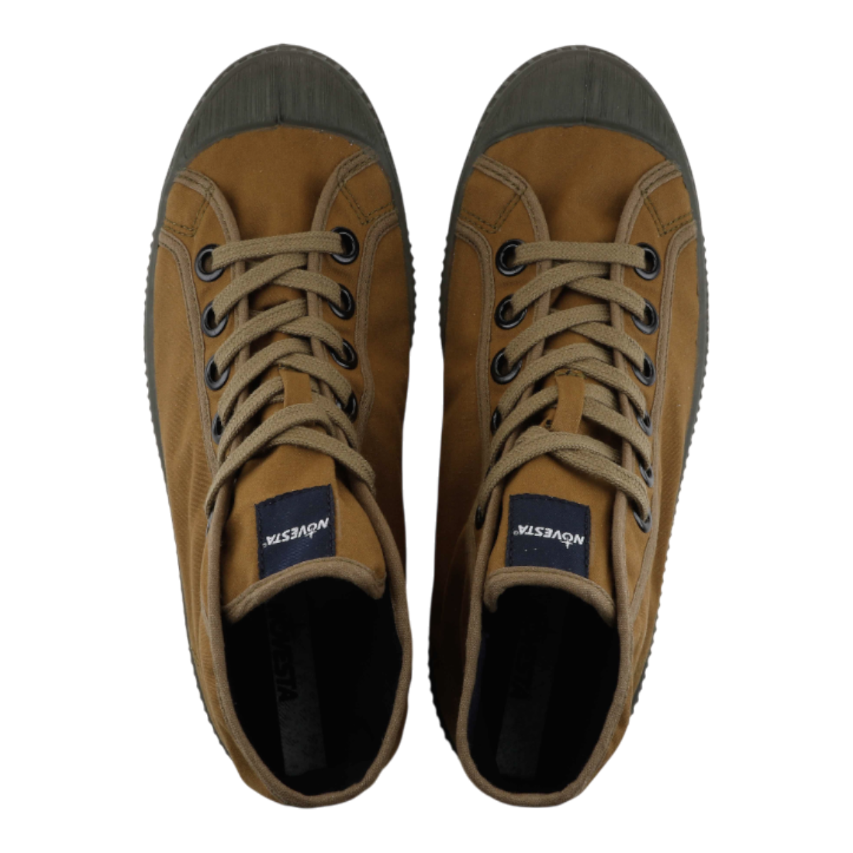 MILWORKS Novesta Star Dribble hi-top sneakers in bark brown wax cotton with a chunky natural rubber sole