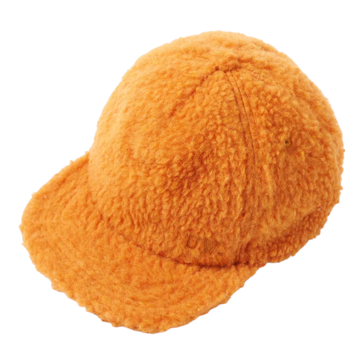 MILWORKS orange six-panel baseball hat made from soft textured arctic fleece with an adjustable back strap