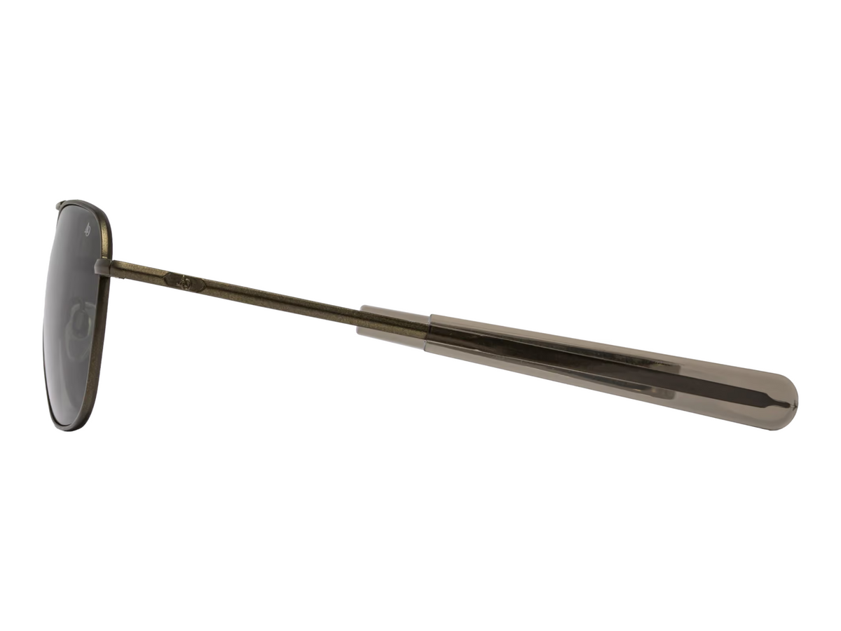 MILWORKS Limited Edition Original Pilot Hunter Moon sunglasses with antique burnt bronze frame and Calobar green lenses