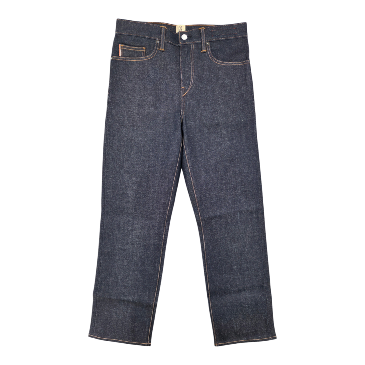 MILWORKS Pail loose straight fit raw indigo Japanese selvedge denim jeans with contrast stitching and zip fly
