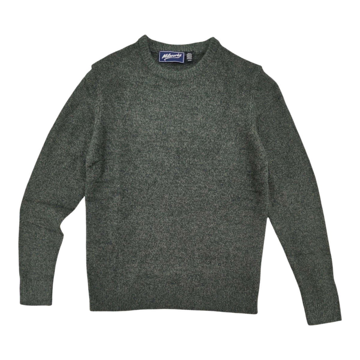 MILWORKS pine twist crewneck sweater in a mid-weight cotton blend with ribbed trim and a relaxed fit.