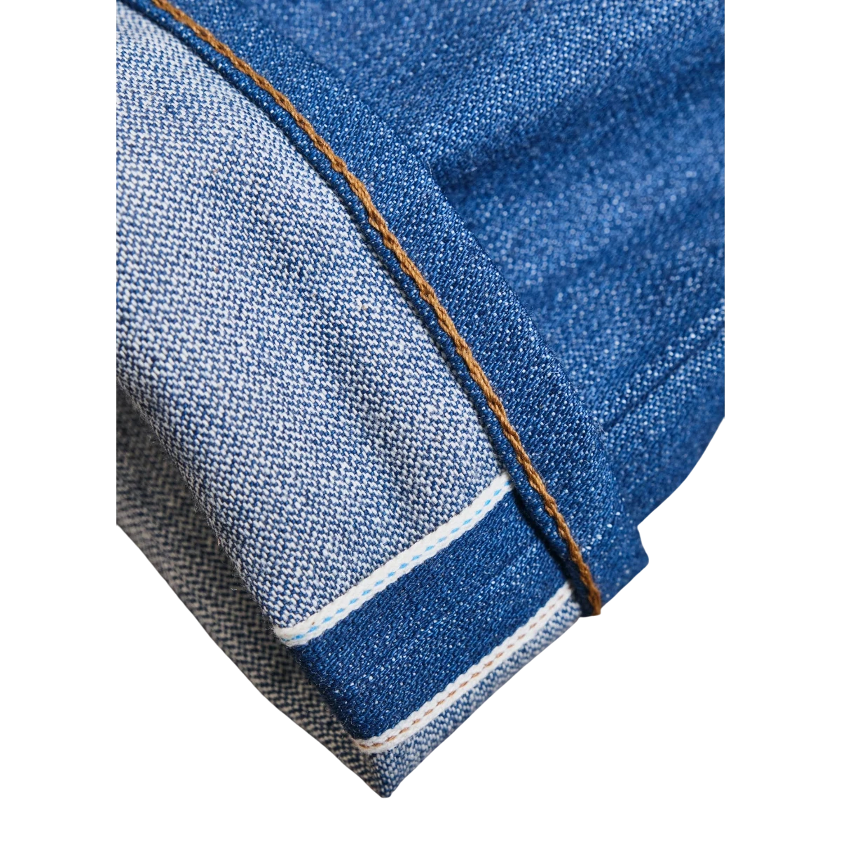 MILWORKS Portola Classic Taper jeans in vintage blue 12oz Japanese selvedge denim with button fly and contrast stitching.