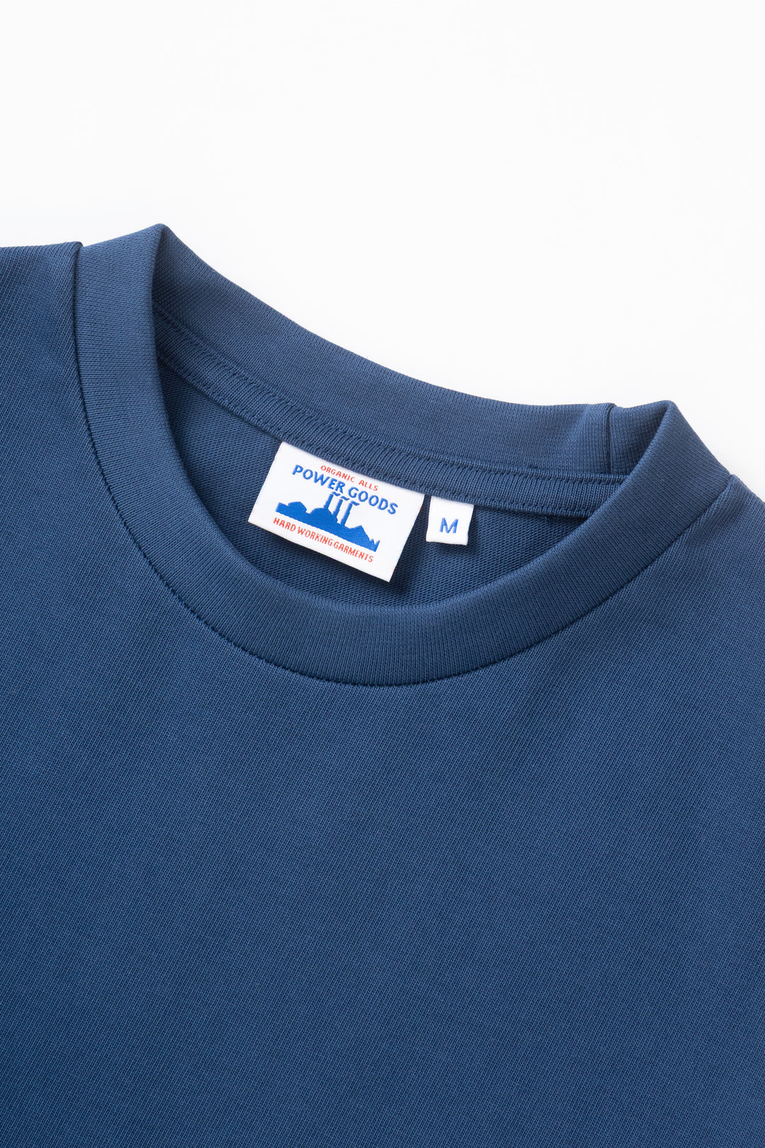 MILWORKS Power Goods royal blue 10oz organic cotton heavyweight t-shirt with reinforced ribbed neckline