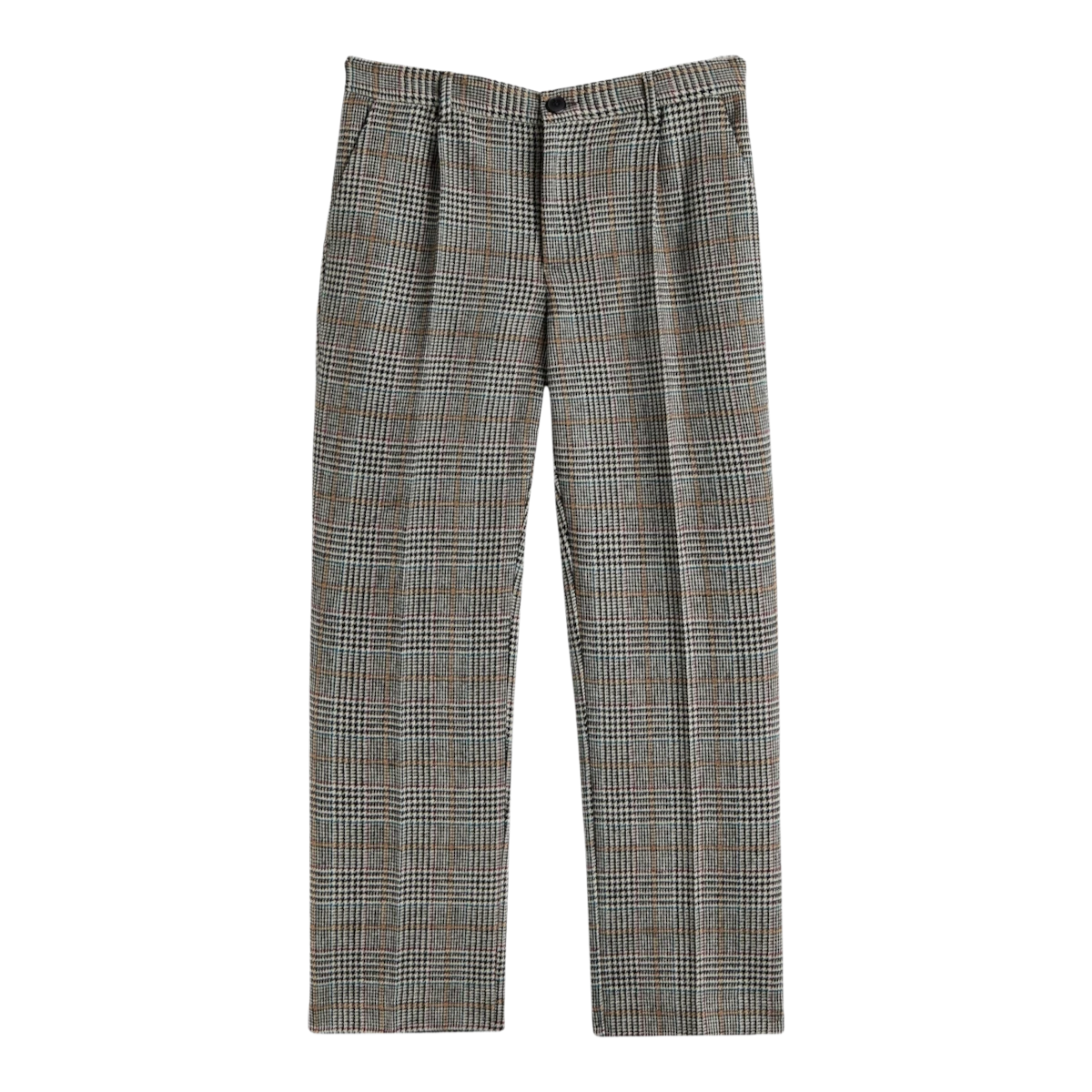MILWORKS Prince of Wales check single pleat trousers in virgin wool with a tailored fit