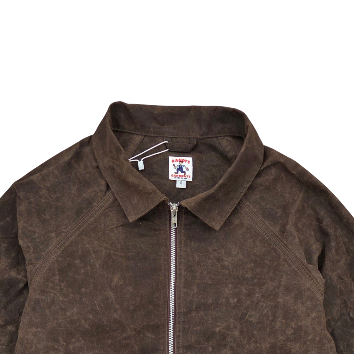 MILWORKS Randy Garments Maine jacket in dark brown waxed sailcloth cotton with a silver front zipper