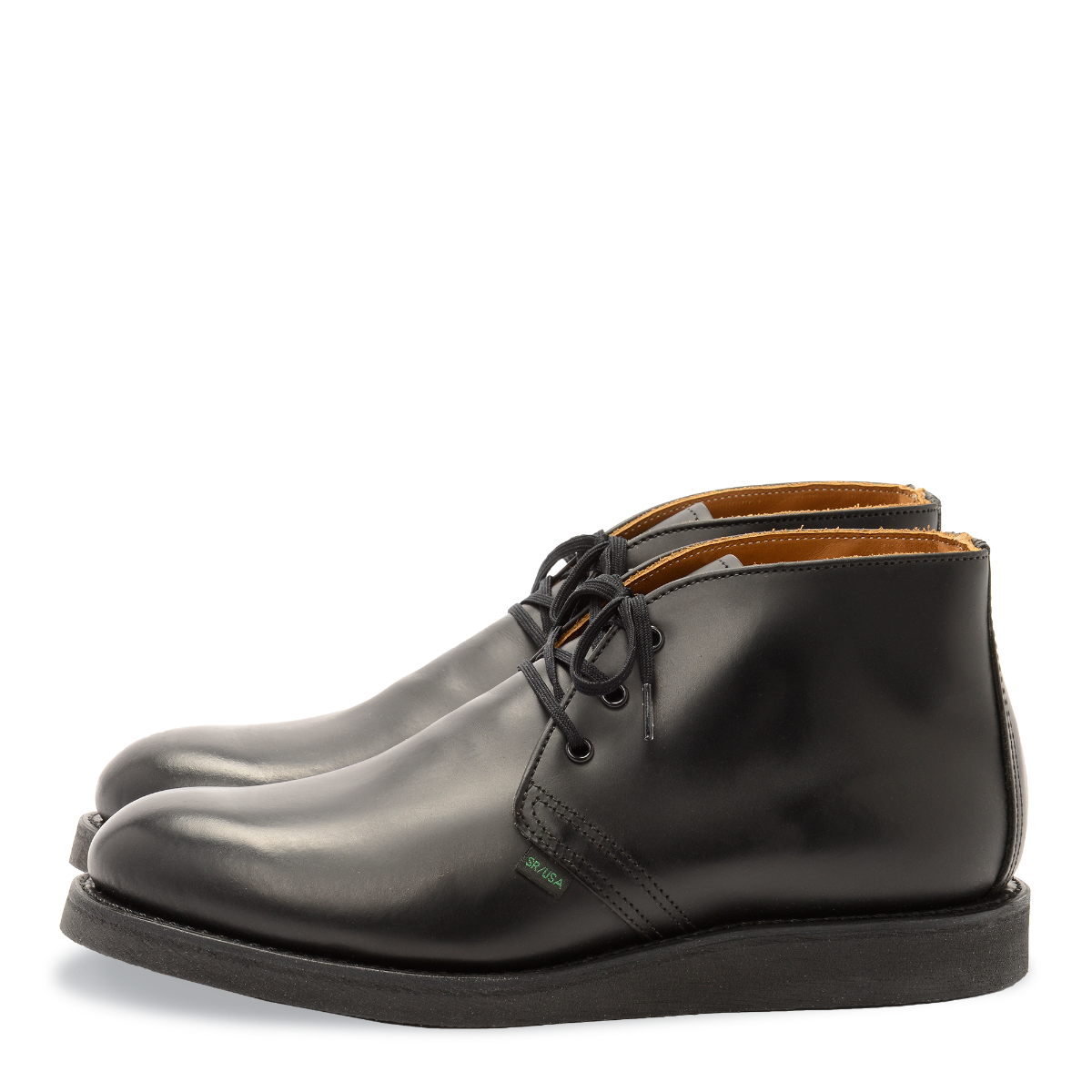 MILWORKS Red Wing Heritage Postman Chukka boots in black Chaparral leather with a black cushion crepe sole.