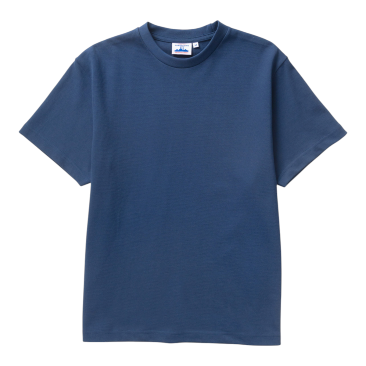 MILWORKS Power Goods royal blue 10oz organic cotton heavyweight t-shirt with a reinforced ribbed neckline.