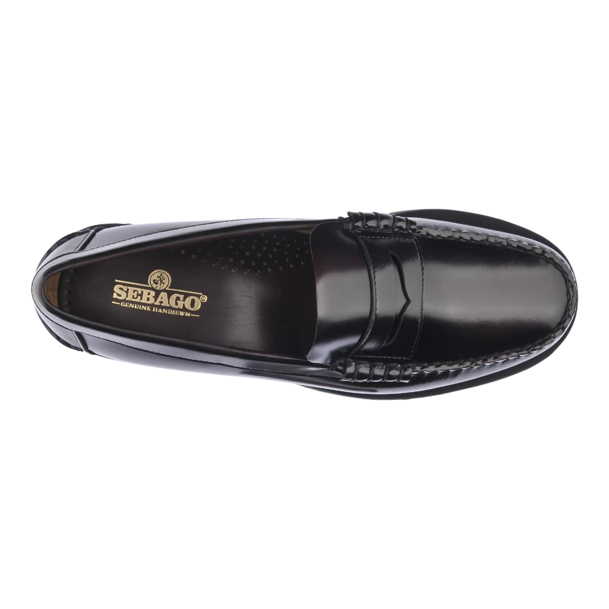 MILWORKS Sebago Dan Lug penny loafer in smooth brown and burgundy leather with a thick gum commando sole