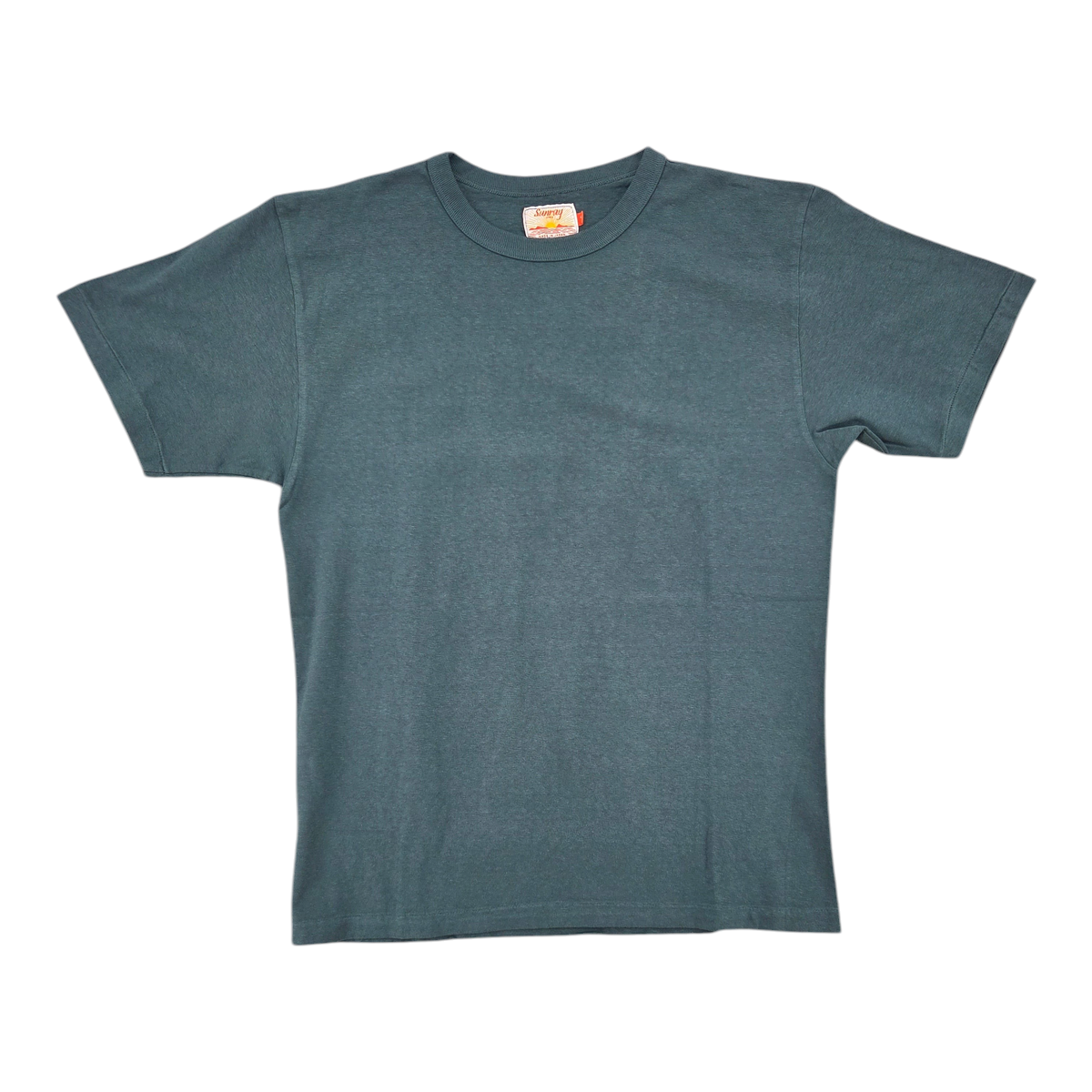 MILWORKS Sunray Sportswear Haleiwa loopwheel t-shirt in dark slate recycled cotton with a classic crew neckline.