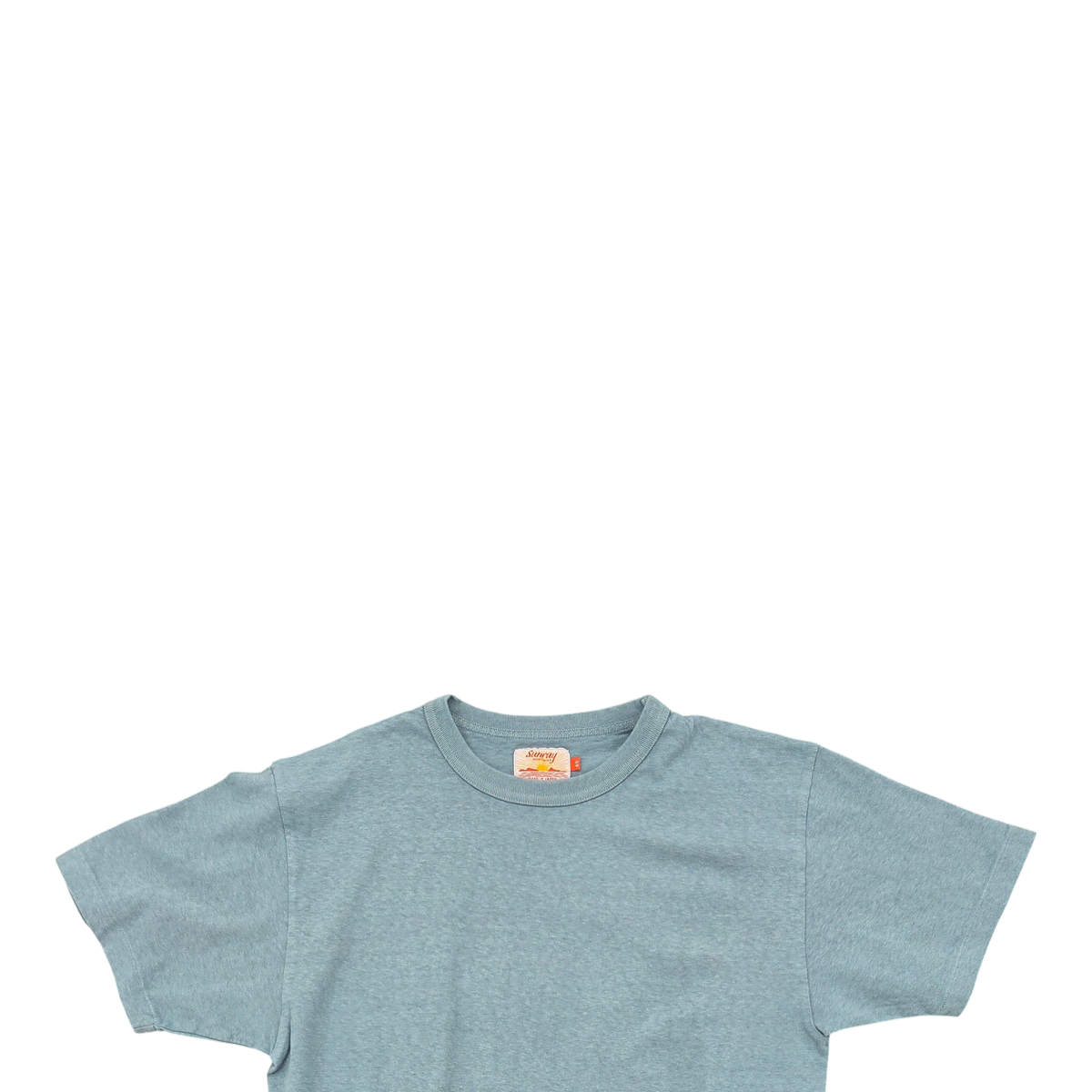 MILWORKS Sunray Sportswear Haleiwa loopwheel t-shirt in smoke blue recycled cotton with a durable neckline