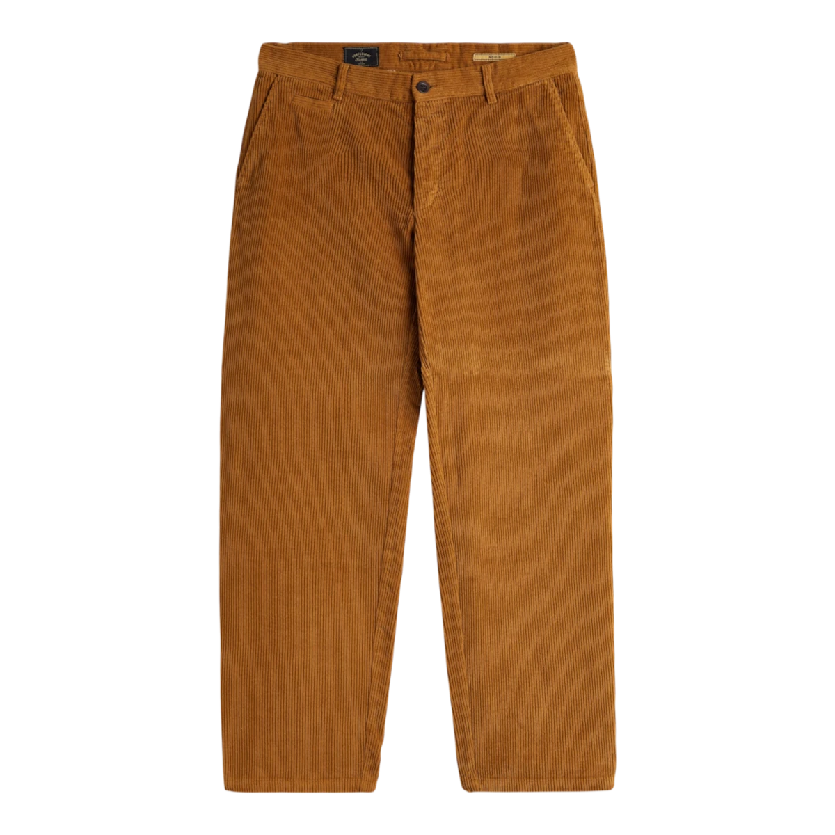 MILWORKS corduroy trousers in a warm tan autumn shade featuring a single pleat design and 100% cotton fabric
