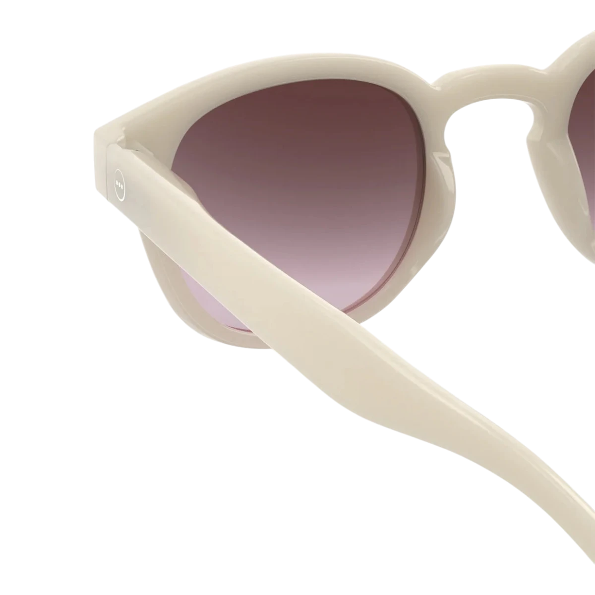 MILWORKS #C sunglasses in vintage cream with a glossy opaque frame and gradient purple lenses