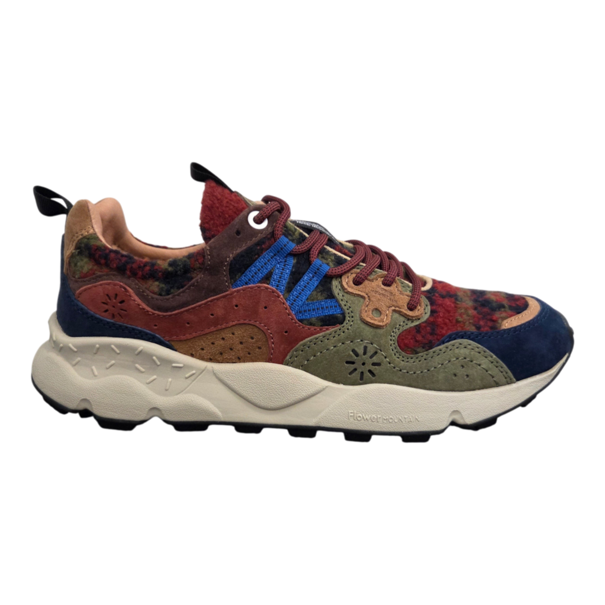 MILWORKS Yamano 3 sneaker in multi-coloured technical fabric and suede with a chunky rubber sole and outdoor design.