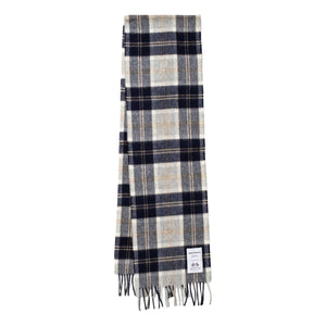 Moon Checked Lambswool Scarf Navy - Scarf