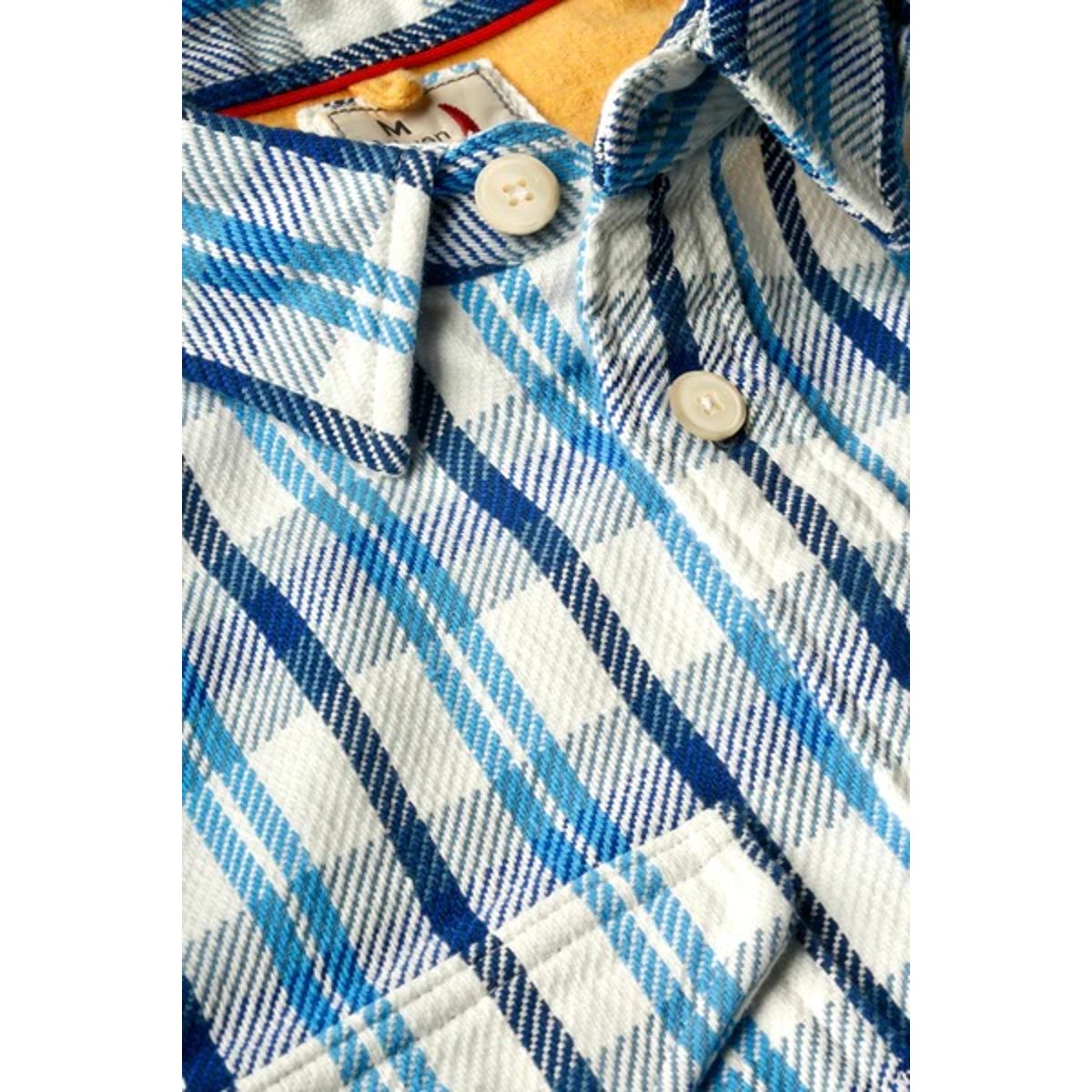 Mountain Flannel White Blue Vertical Plaid - Shirts