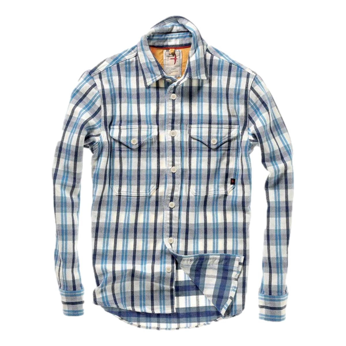 Mountain Flannel White Blue Vertical Plaid - Shirts