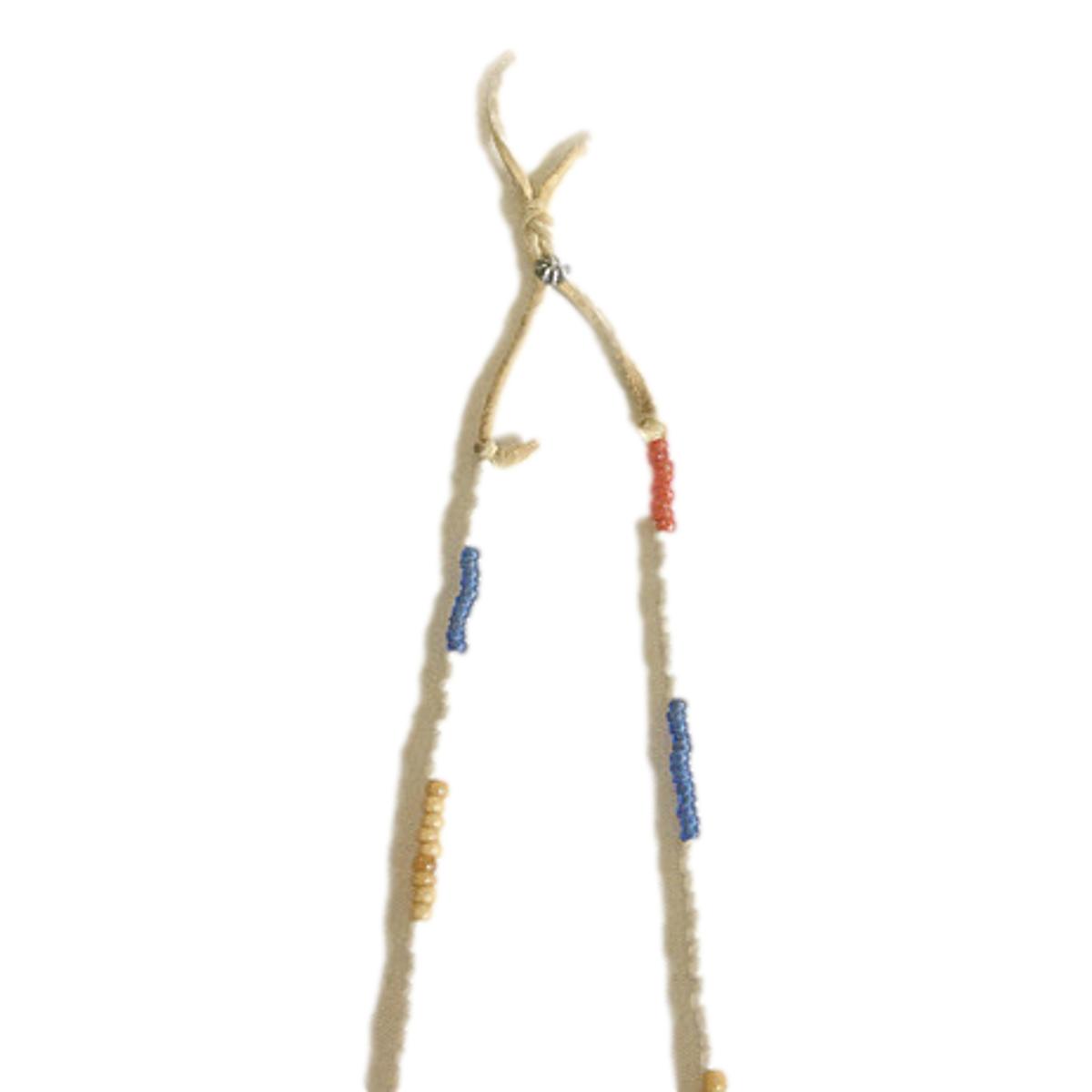Murano Deadstock Beads Necklace Tan Red Blue - Necklace