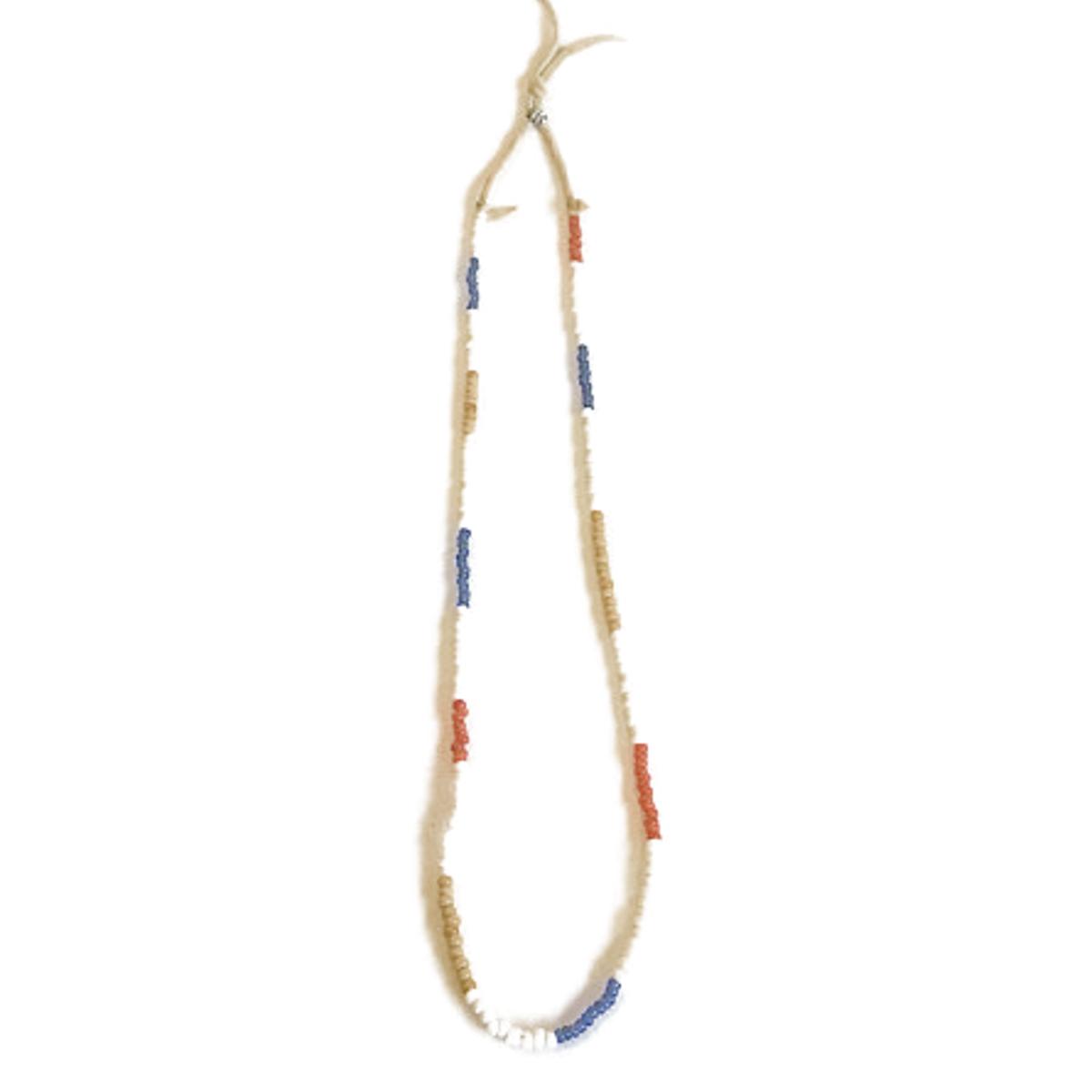 Murano Deadstock Beads Necklace Tan Red Blue - Necklace