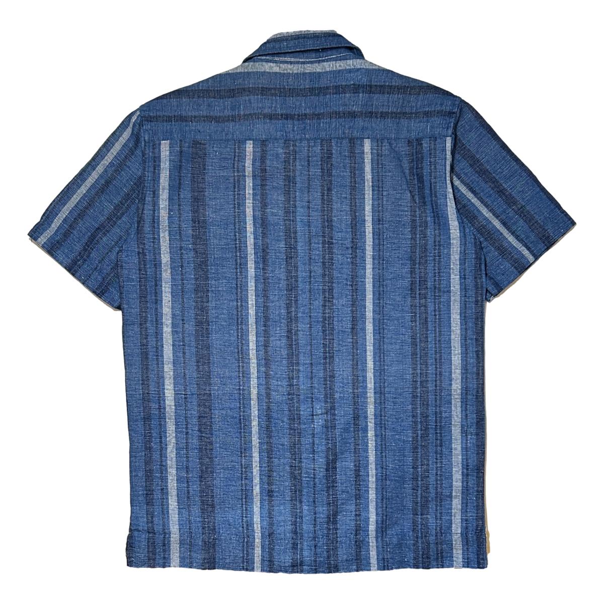 N°30 Cuban Short Sleeve Shirt Indigo Stripe - Short Sleeve