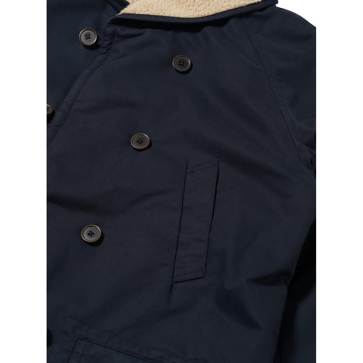 Universal Works - Navy Brushed Polytech Sherpa Reversible Mackinaw