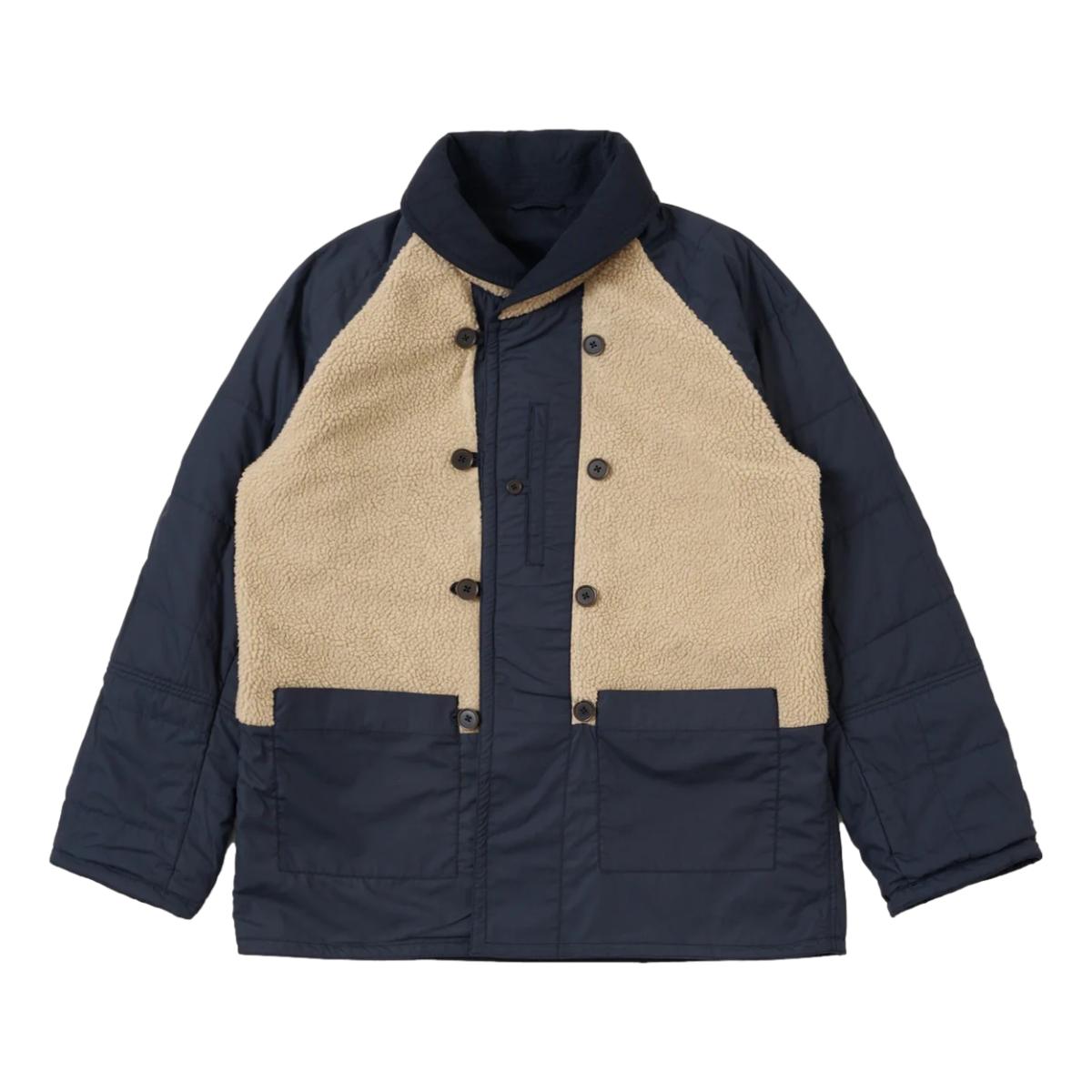 Universal Works - Navy Brushed Polytech Sherpa Reversible Mackinaw