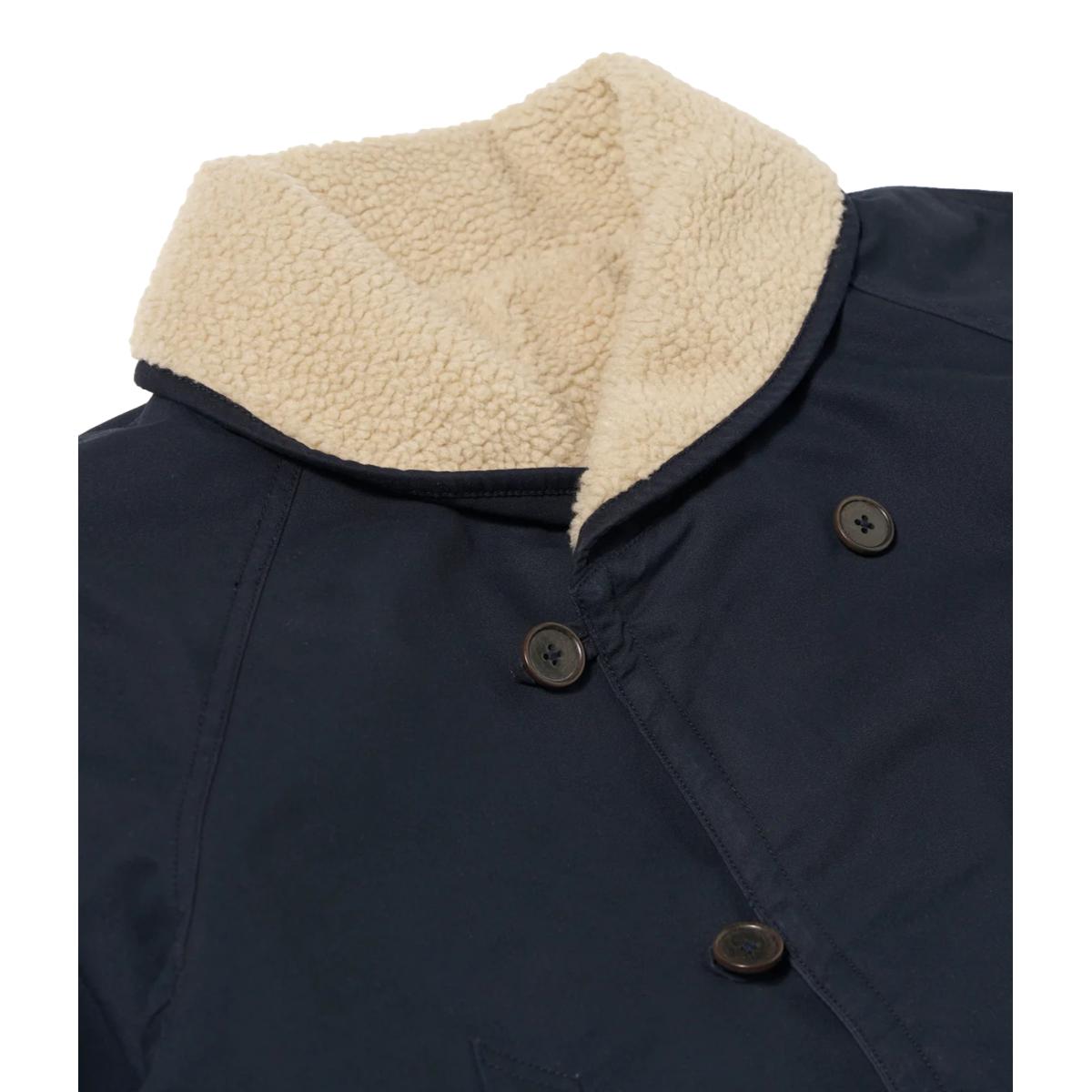 Universal Works - Navy Brushed Polytech Sherpa Reversible Mackinaw