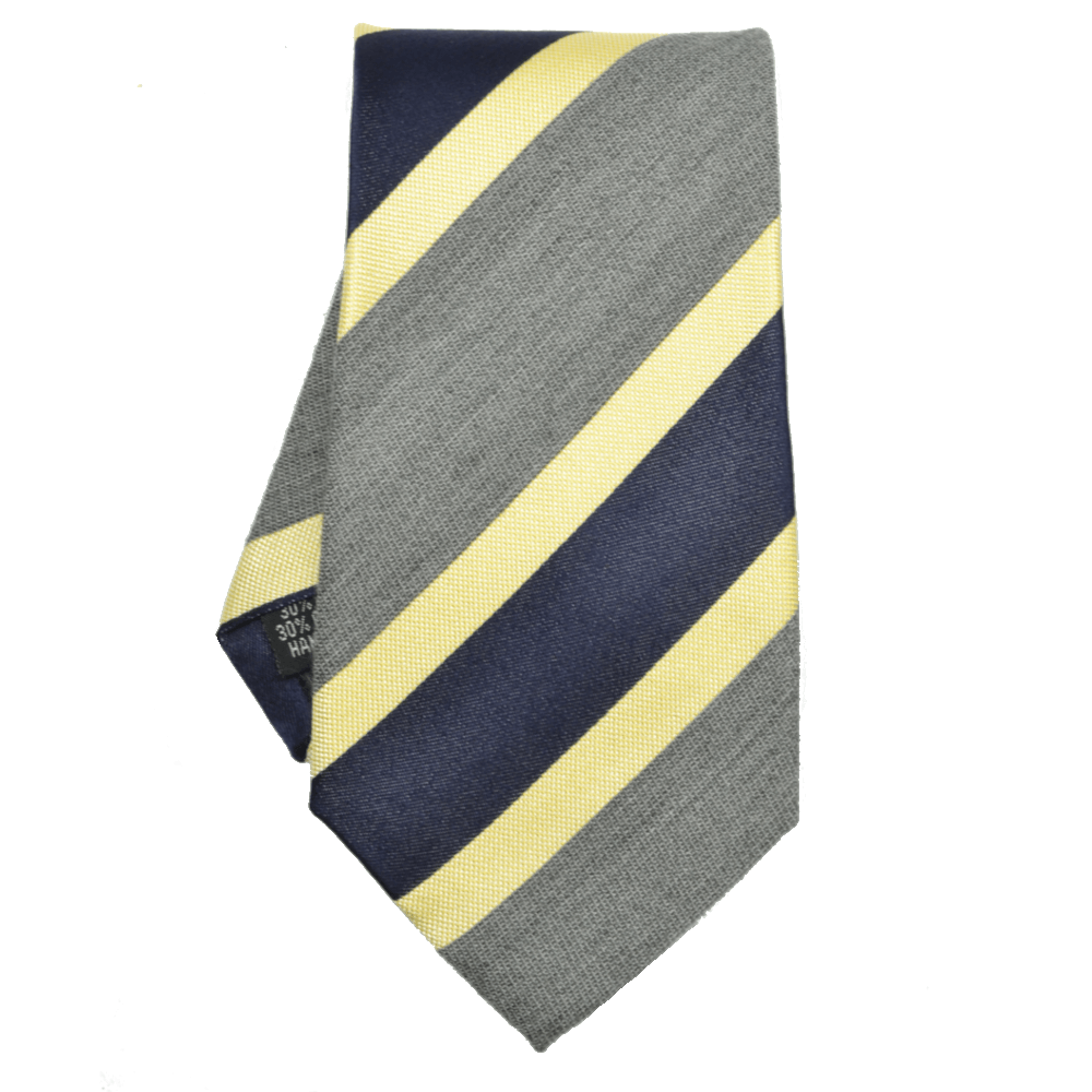 Navy Grey and Yellow Striped Tie - Tie